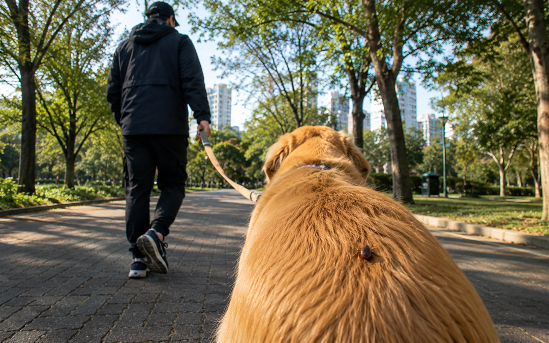carrapatos em casa após passeio com cachorro