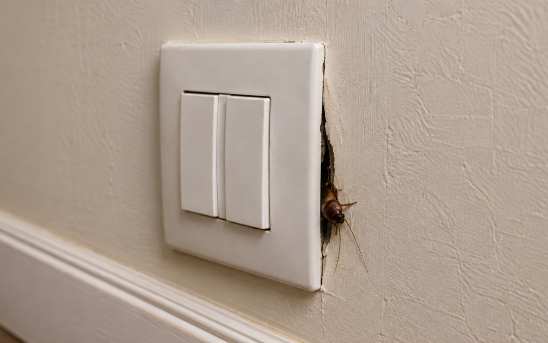 barata atrás da tomada em apartamento